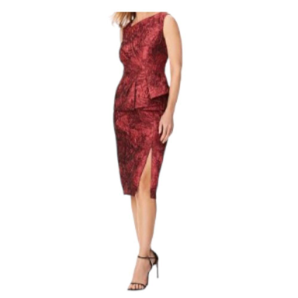 Aidan Mattox Midi-Length Cocktail Dress Matador Red 6 NWT